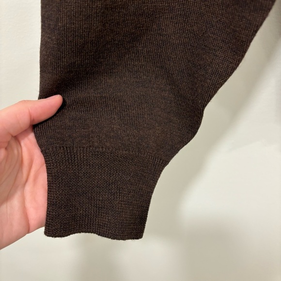 Pendleton Merino Wool Mens Sweater V-neck Plaid Argyle Brown Yellow Maroon - Picture 3 of 11